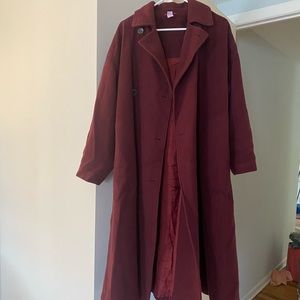 Long Maroon Wool Coat